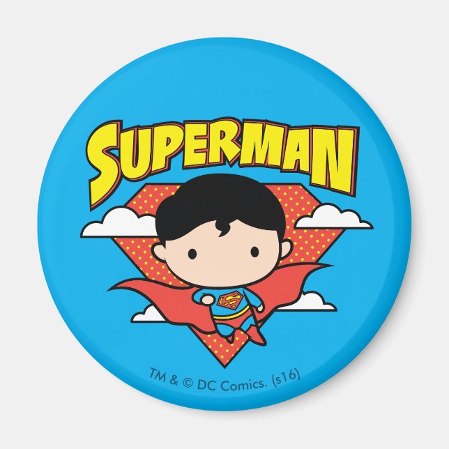 Aimant Chibi Superman Polka Dot Shield et nom (Devant)