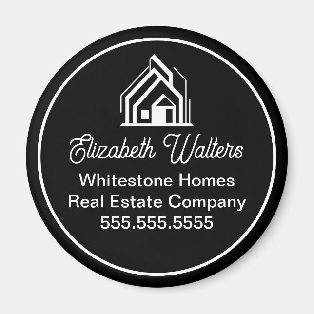 Aimant Chic Black Real Estate Company Customized Realtor (Devant)