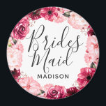 Aimant Chic Bourgogne & Pink Floral Wreath<br><div class="desc">Chic Bourgogne vert & bleu rose Aquarelle Floral Wreath Mariage Monogramme Été ou Fleurs de Printemps avec verdure d'Aquarelle, polices de caractères modernes et de script, et design floral élégant. Aimant de Bridesmaid Mariage tendance et chic ! ~ Regardez ma boutique pour voir l'ensemble de la suite mariage pour ce...</div>