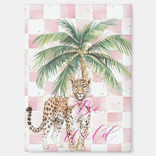 Aimant Chic Carré Gold Palm Tree Leopard
