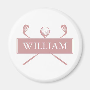 Aimant Chic Dusty Rose Nom personnalisé Golf Ball Clubs