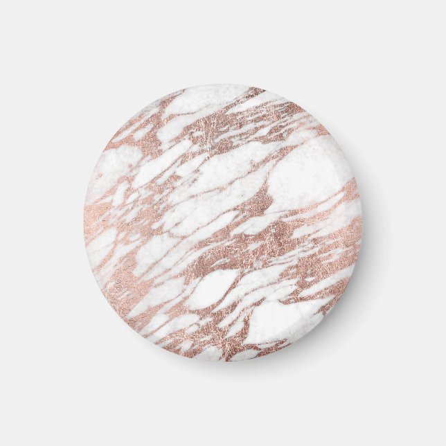 Aimant Chic Elegant blanc et Rose or marbre Motif (Devant)