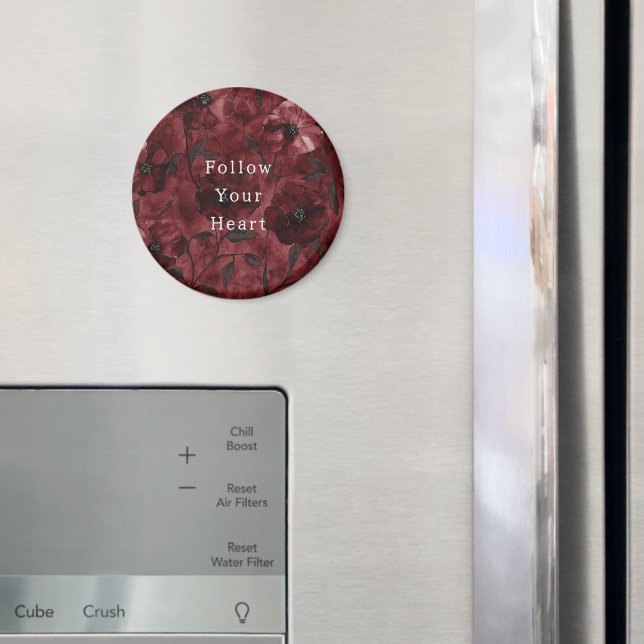 Aimant Chic Floral Rouge Bourgogne   (In situ (réfrigérateur))