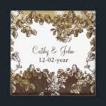 Aimant Chic Gold Brown Vintage Floral Mariage<br><div class="desc">Chic Gold Brown Floral Mariage Vintage</div>
