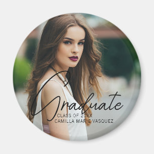 Aimant Chic Graduation Photo manuscrite Script superposit