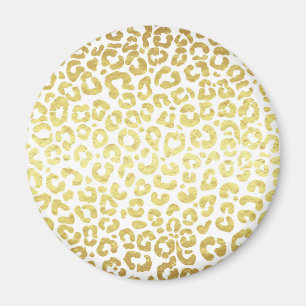 Aimant Chic Modern Gold White Leopard Jaguar Cheetah
