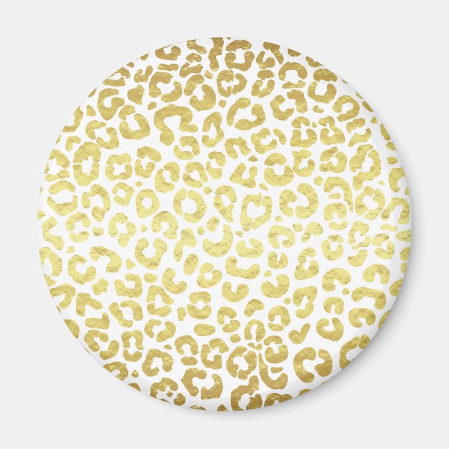 Aimant Chic Modern Gold White Leopard Jaguar Cheetah (Devant)