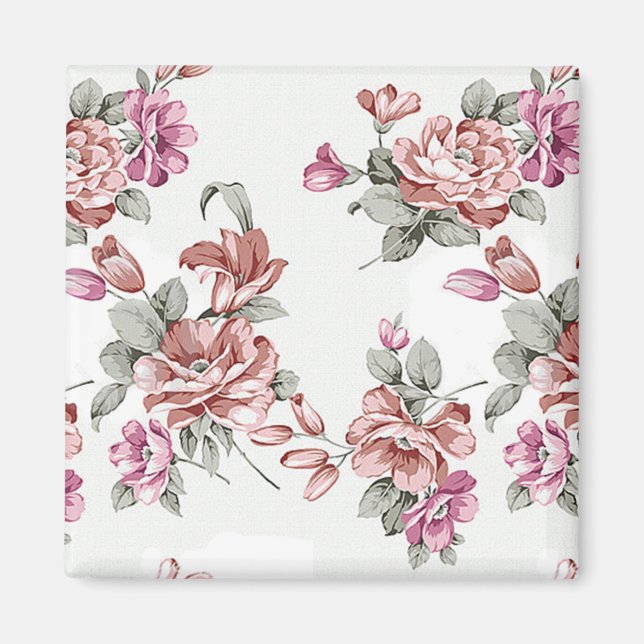 Aimant Chic Rétro Fleurs Féminines Éculées (Devant)