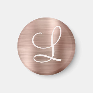 Aimant Chic Rose or brossé métal rose Monogramme