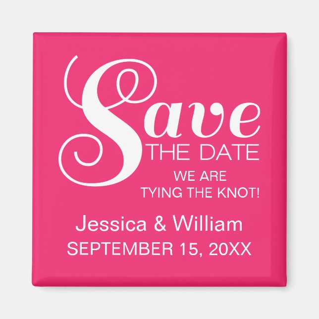 Aimant Chic Typography Save the Date Magnet, Pink (Devant)