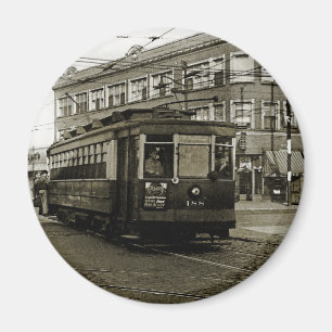 AIMANT CHICAGO 63E ET OCCIDENTALE 1952 TROLLEY ART SEPIA