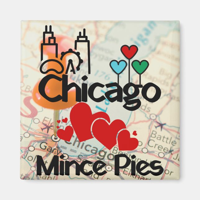Aimant Chicago aime Mince Pies Cityscape (Devant)