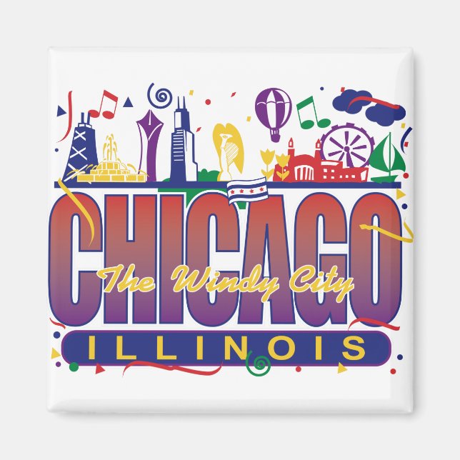 Aimant Chicago Confetti (Devant)