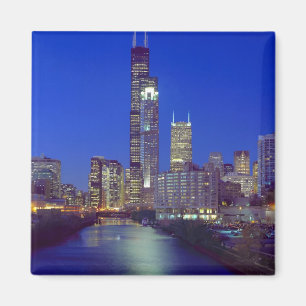 Aimant Chicago, Illinois, vue panoramique nocturne avec C