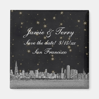 Aimant Chicago Skyline Black Gold Star Save the Date