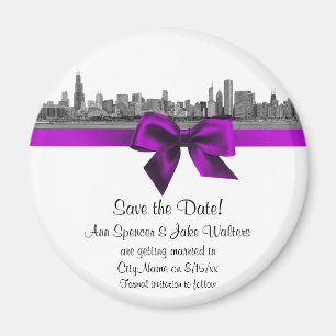 Aimant Chicago Skyline Etched BW Violet Enregistrer la da
