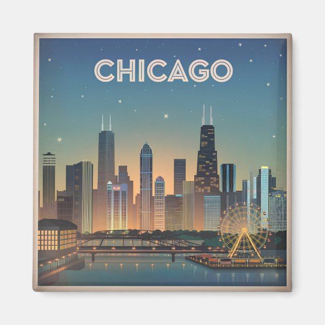 Aimant Chicago USA vintage (Devant)