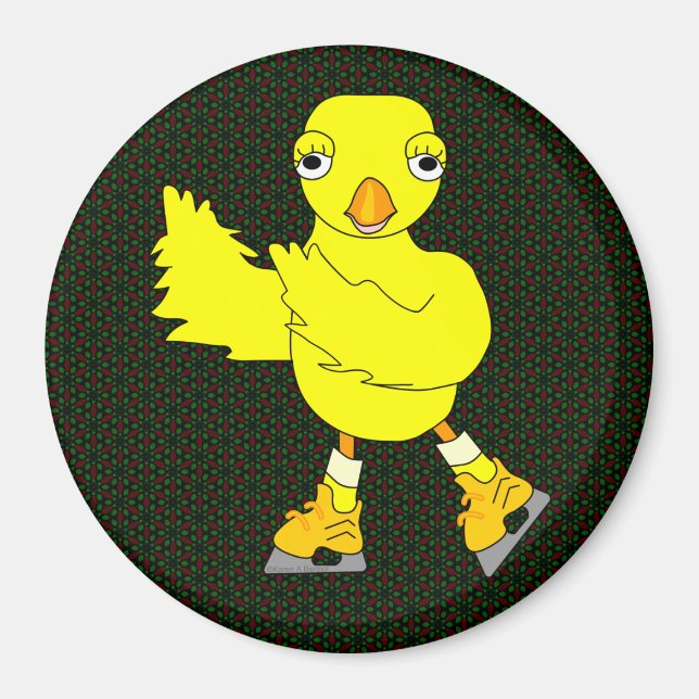 Aimant Chick de patinage sur glace (Devant)