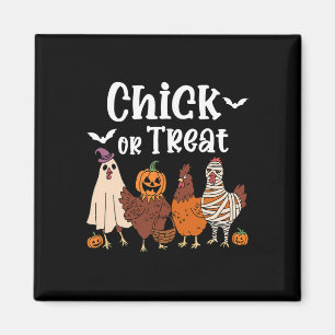 Aimant Chick Or Treat Drôle Épouvantail Poulet Halloween 