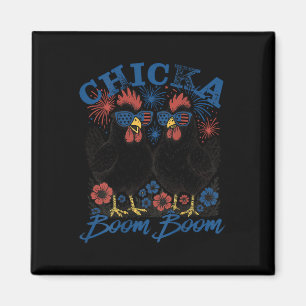 Aimant Chicka Boom Boom Patriotique Poulets 4 juillet Eta
