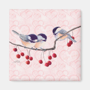 Aimant CHICKADEES et BAIES ROUGES par SHARON SHARPE