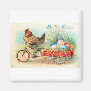 Aimant Chicken Bicycle Vintage Easter