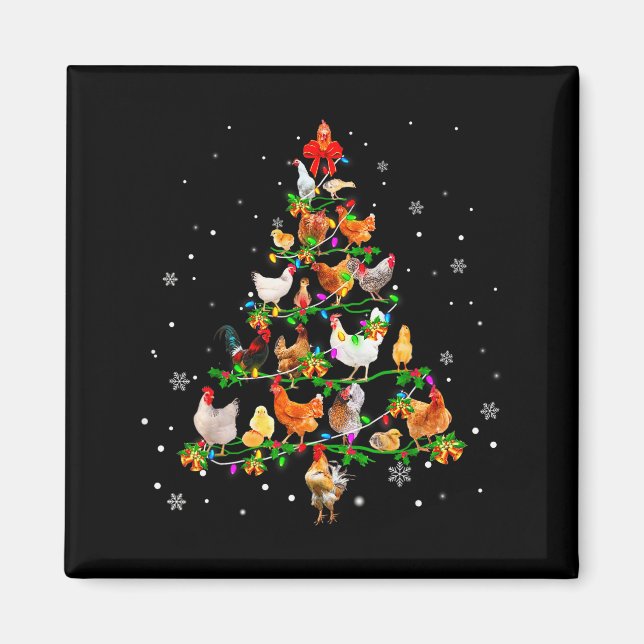 Aimant Chicken Christmas Tree Ornament Decor Xmas  (Devant)
