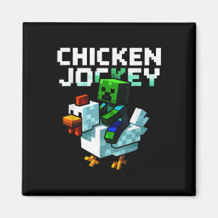 Aimant Chicken Drôle Jockey Zombie Pixel Art Gamer Chemis