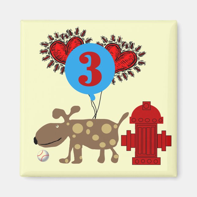 Aimant Chien 3e anniversaire Tshirts et cadeaux (Devant)