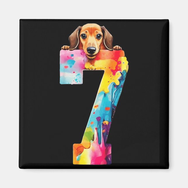 Aimant Chien 7 Ans Anniversaire Teckel (Devant)