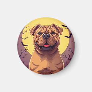 Aimant Chien adorable dans une scène d'Halloween avec des