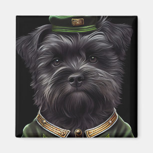 Aimant Chien Affenpinscher en robe de la Saint-Patrick