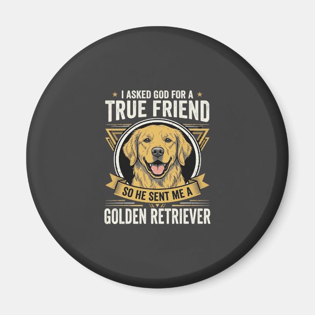 Aimant Chien Ami Véritable Golden Retriever (Devant)