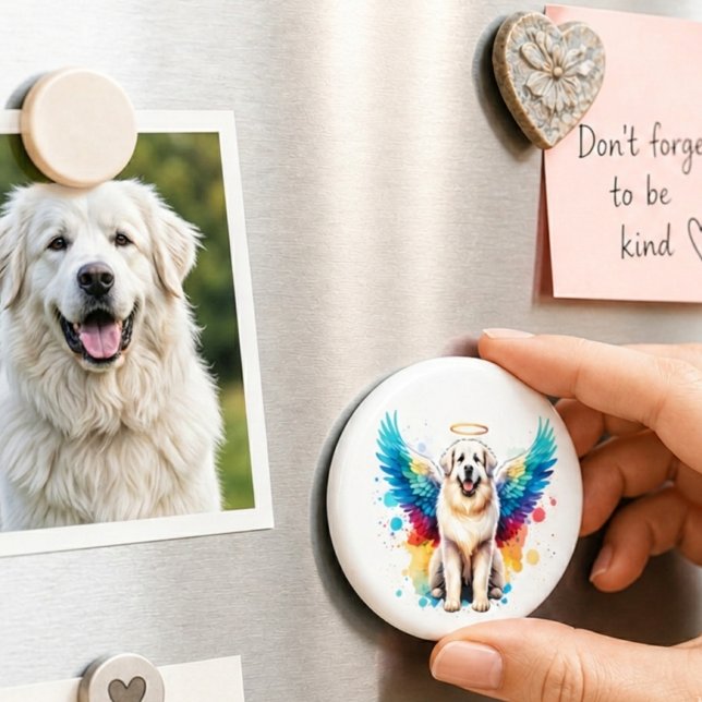 Aimant Chien Ange Arc-en-Ciel Grande Pyrenees Aquarelle (great pyrenees on fridge)