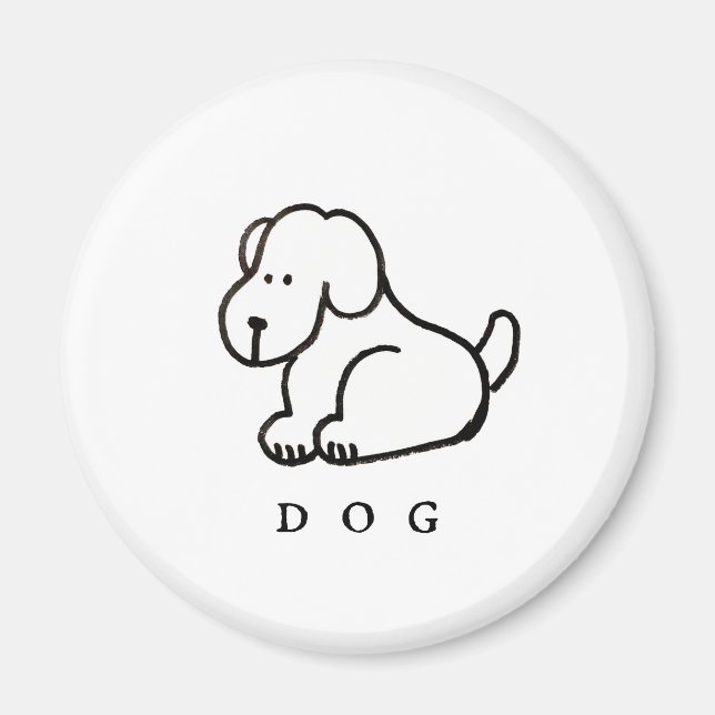 Aimant Chien assis dessin animé drôle (Devant)