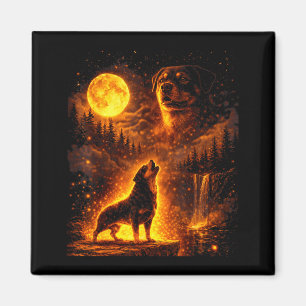 Aimant Chien au clair de lune vintage rottweiler drôle qu