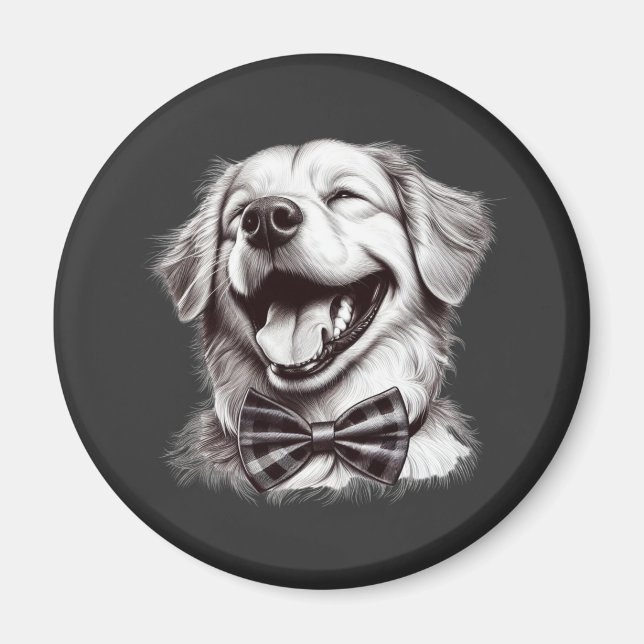 Aimant chien avec cravate arc rire (Devant)