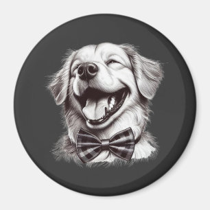 Aimant chien avec cravate arc rire