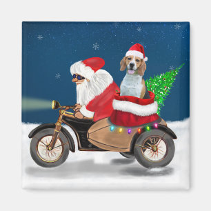 Aimant Chien beagle Noël Père Noël