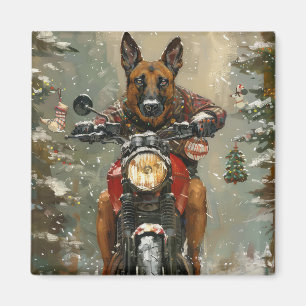 Aimant Chien belge Malinoi équitation moto Noël