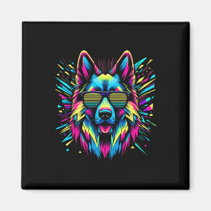 Aimant Chien berger allemand cool Style Art Abstrait Chri