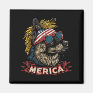Aimant Chien berger allemand - Drôle du 4 juillet América