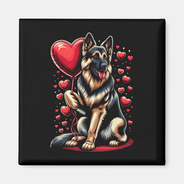 Aimant Chien berger allemand Saint-Valentin propriétaire  (Devant)
