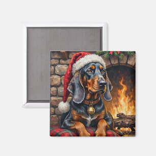 Aimant Chien Bluetick Coonhound Cabane Cosy Noël