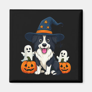 Aimant Chien Border Collie Noir Et Blanc Fantômes Hallowe