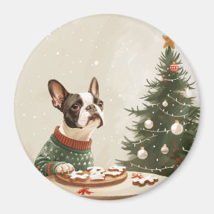 Aimant Chien Boston Terrier de Noël