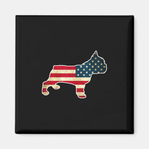 Aimant Chien Bouledogue Français 4 Juillet Drapeau Améric