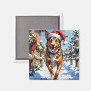 Aimant Chien Bouvier Australien Red Heeler Noël