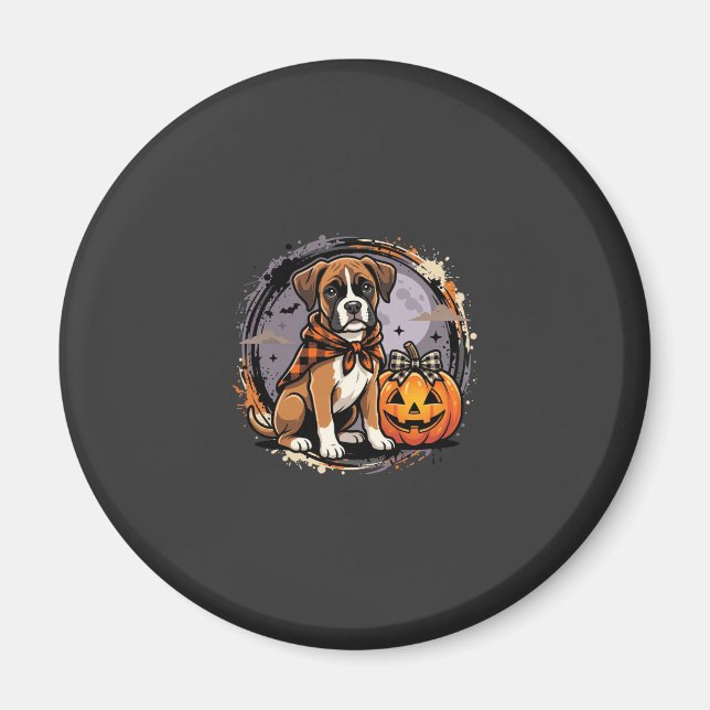 Aimant Chien Boxer Halloween Citrouille Sublimation (Devant)