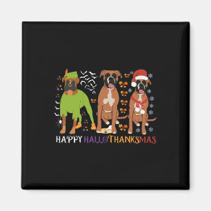 Aimant Chien Boxer Joyeux Hallothanksmas Noël Amateur de
